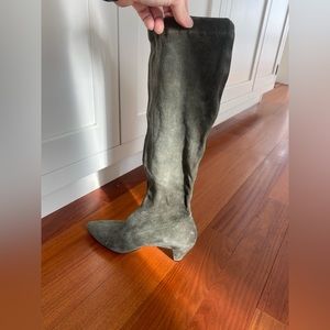 Like-new condition Robert Cleregie knee-length gray boots with 2” heels